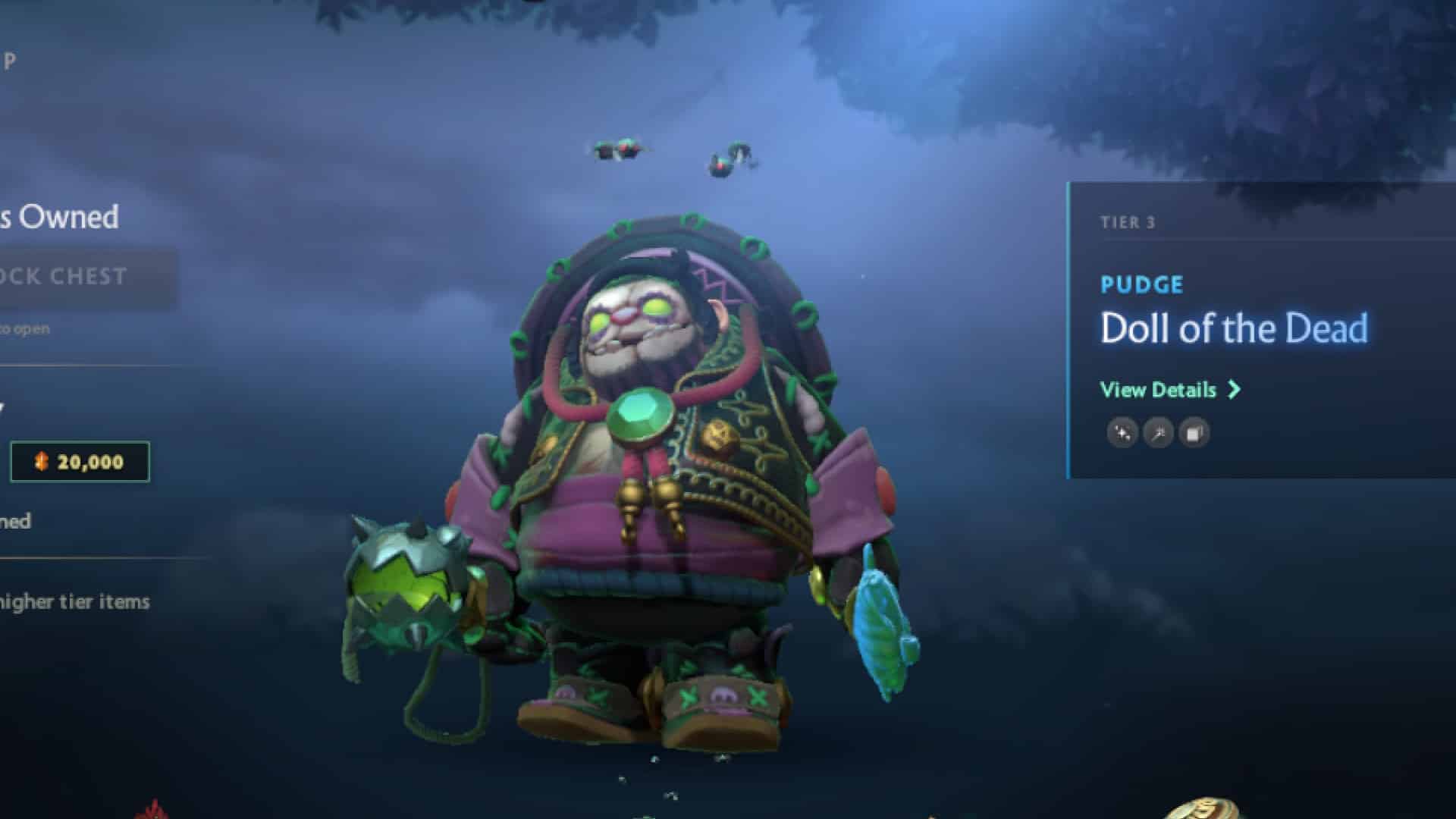 Pudge uses Meat Hook to grab enemies in the Doll of the Dead set
