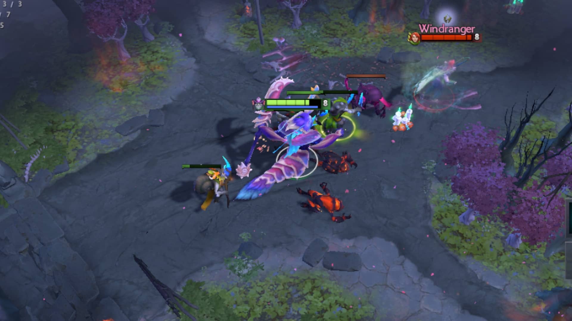 Slardar uses Corrosive Haze on Windranger