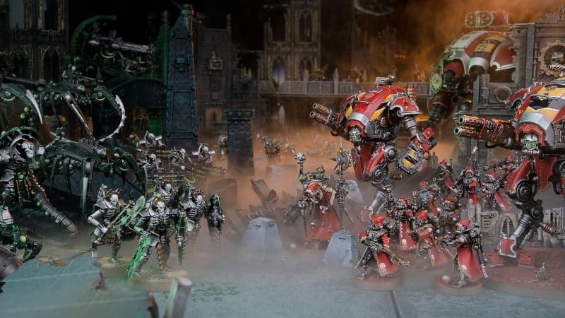 Warhammer 40000 10th Edition Cover Necrons versus Imperial Knights