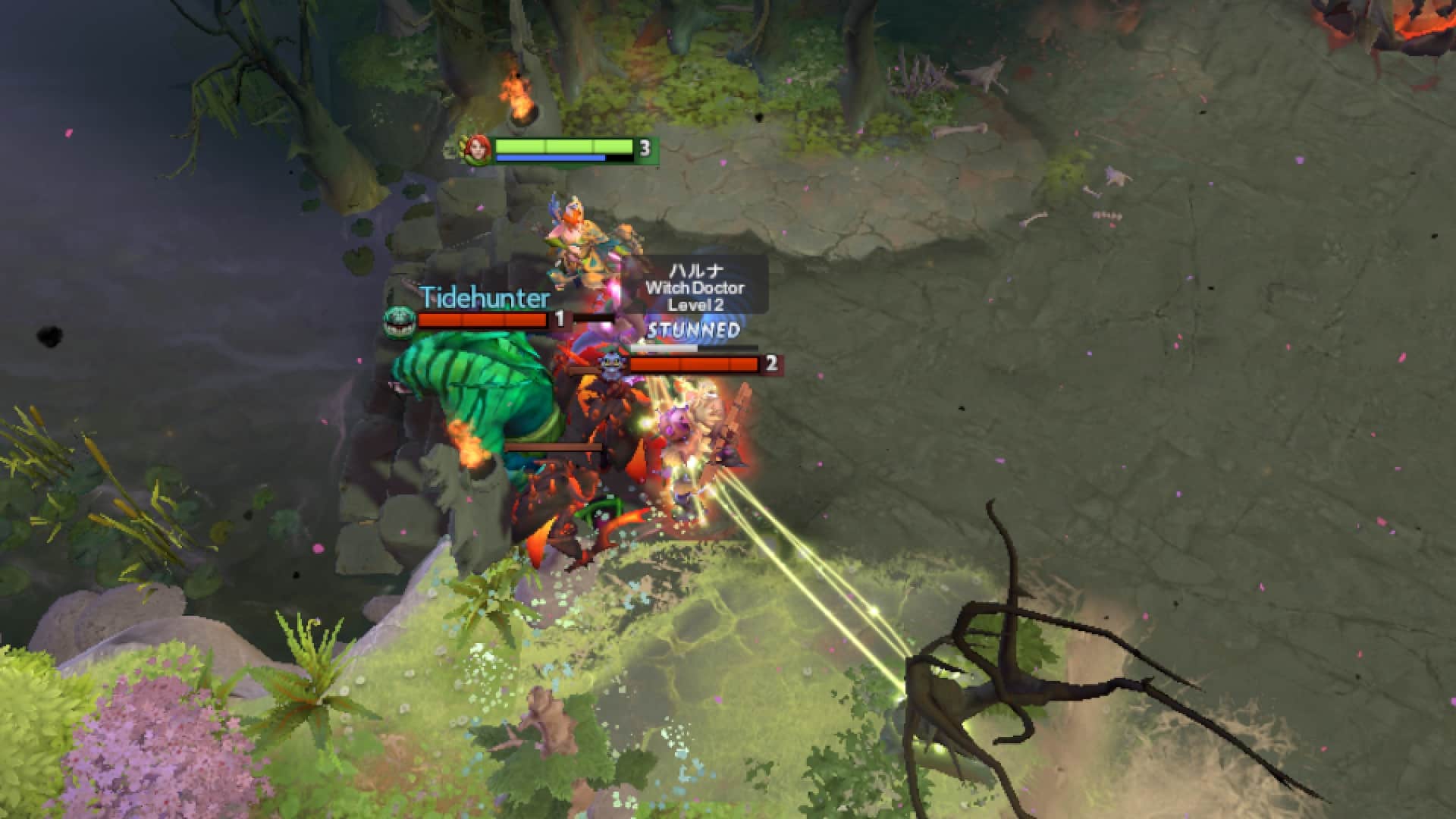 Windranger stuns an enemy using Shackleshot