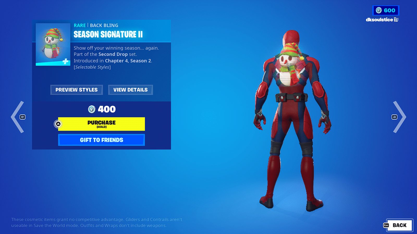 Pick up some snazzy Second Drop Set Back Bling for 400 V Bucks each.