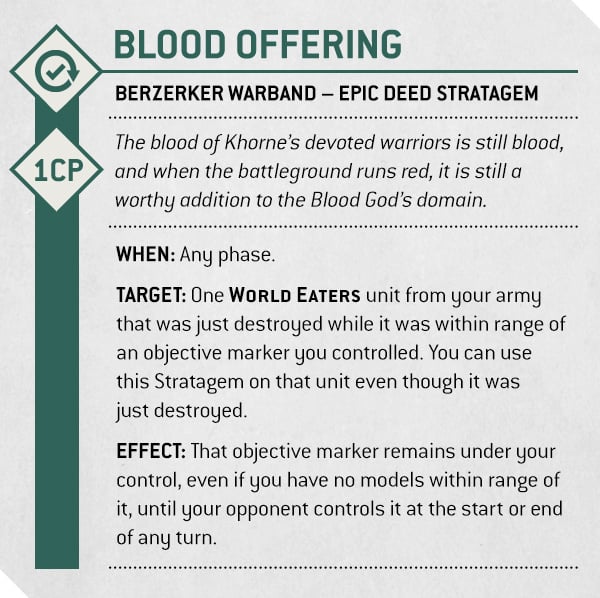 Warhammer 40k World Eaters Faction Focus Blood Offering Stratagem