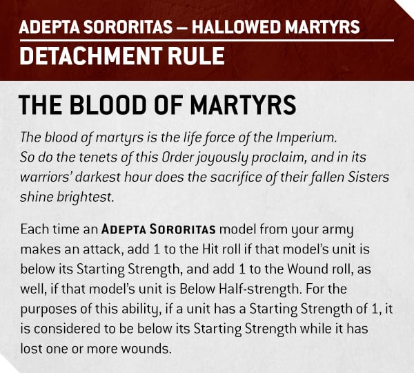 Warhammer 40k Sisters of Battle Faction Focus The Blood of Martyrs Ability