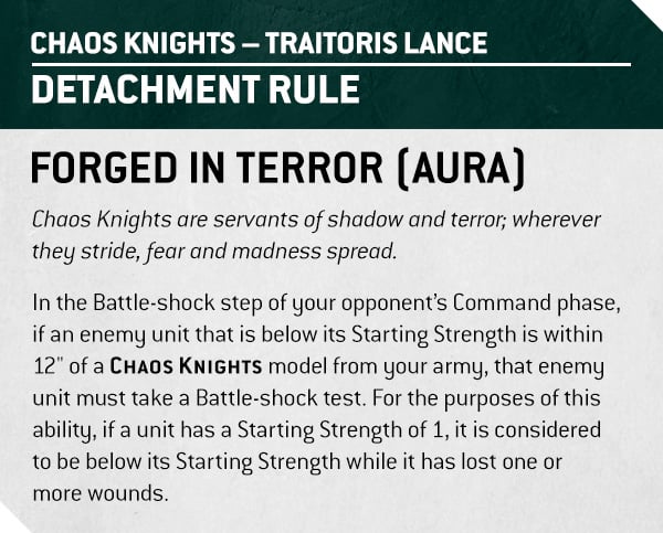 Warhammer 40k Chaos Knights Faction Focus Forged in Terror Detachment Rule