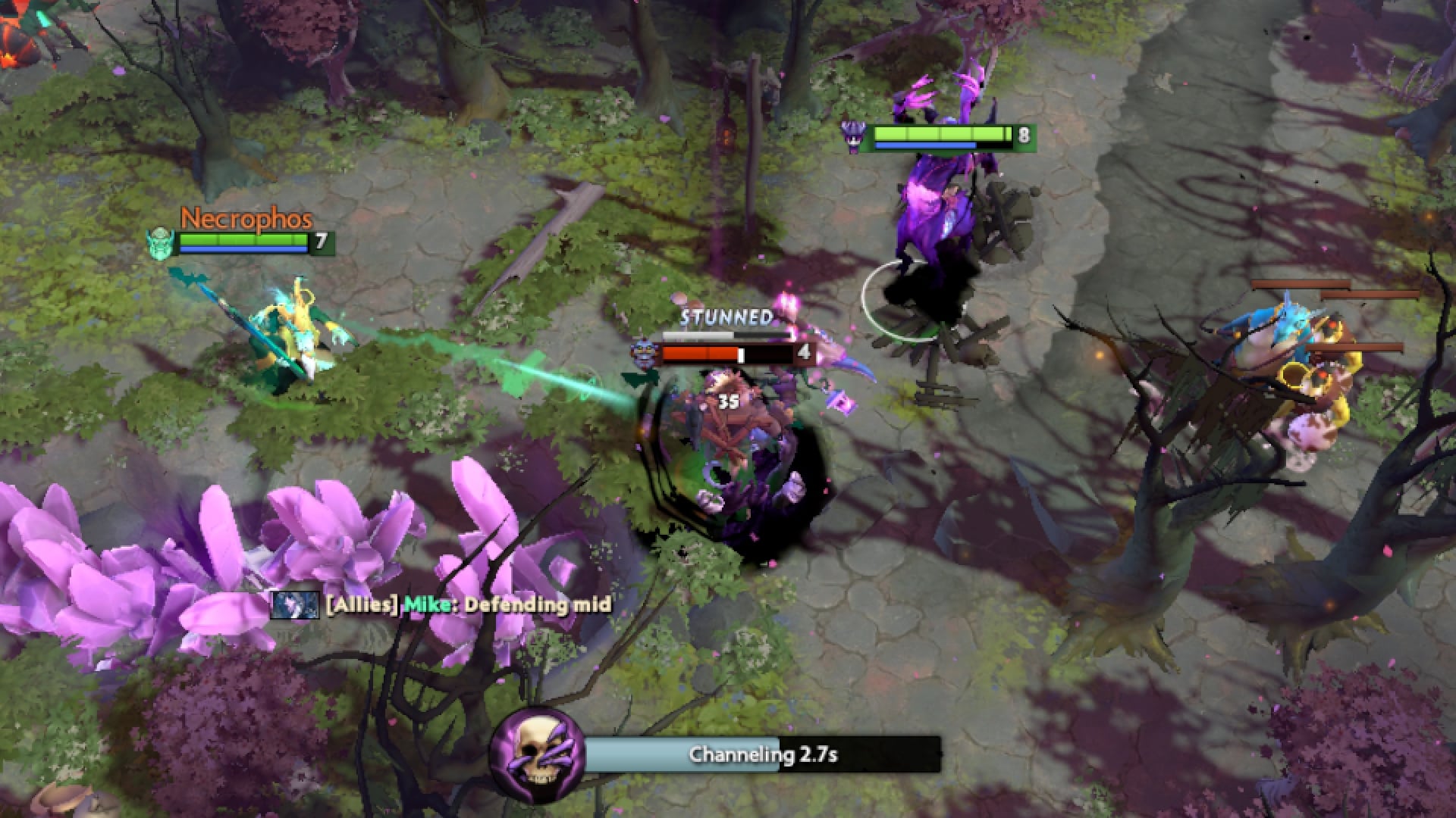 Bane uses Fiend's Grip on Witch Doctor to deal Pure damage