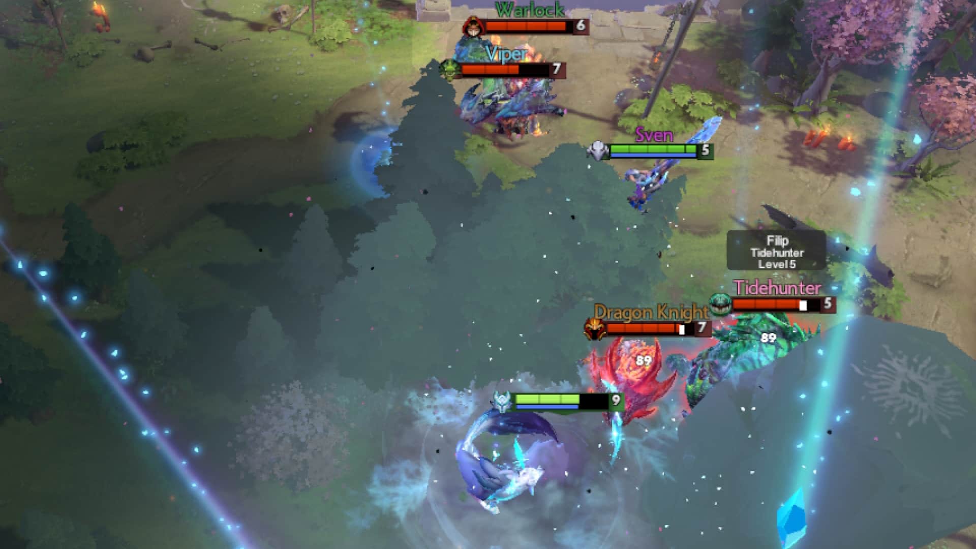 Crystal Maiden casts Freezing Field after using Veil of Discord