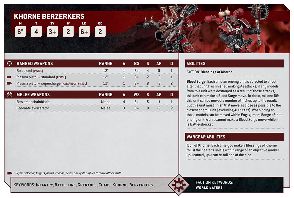 Warhammer 40k World Eaters Faction Focus Berzerkers Datasheet