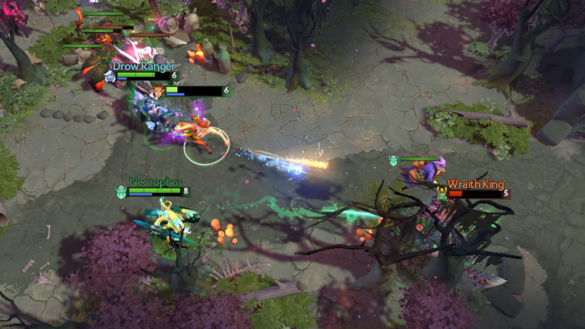 Enchantress uses Force Staff to strike Wraith King