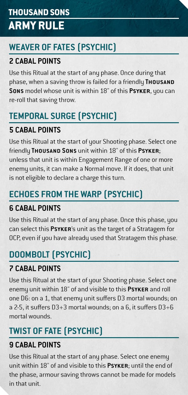 Warhammer 40k Thousand Sons Faction Focus Cabal of Sorcerers Rituals