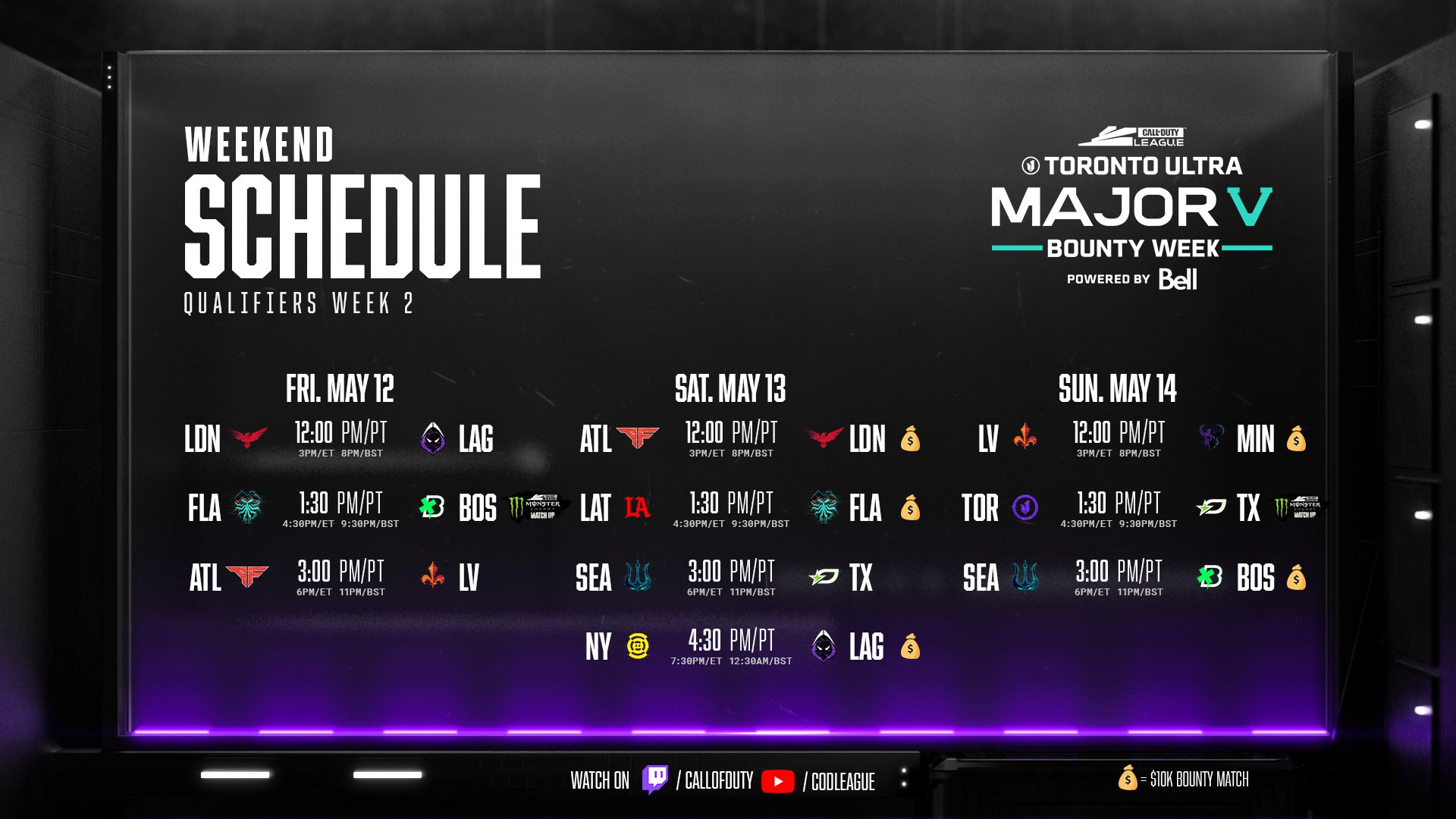 CDL Bounty Matches the schedule of the weekend