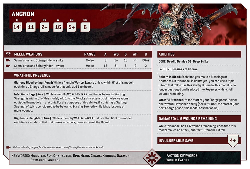 Warhammer 40k World Eaters Faction Focus Angron Datasheet
