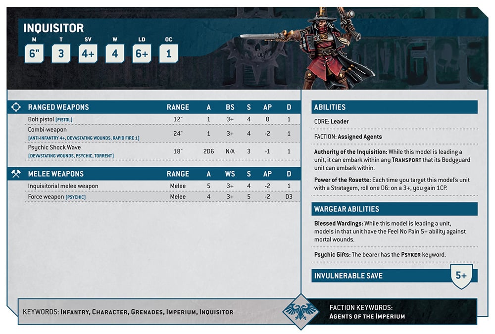 Warhammer 40k Imperial Agents Faction Focus Inquisitor Datasheet