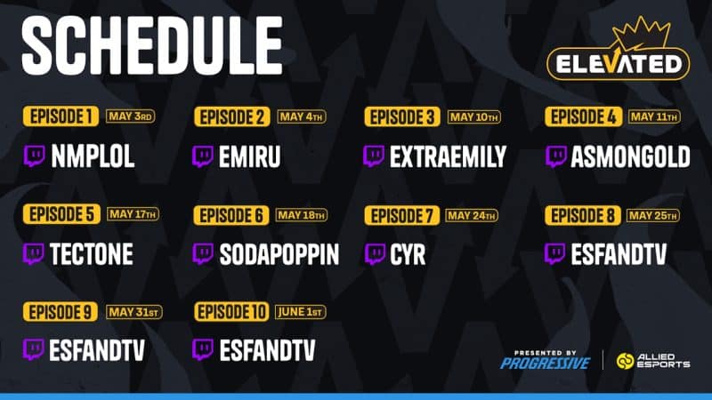 Each episode of ELEVATED will be hosted by a different prominent streamer