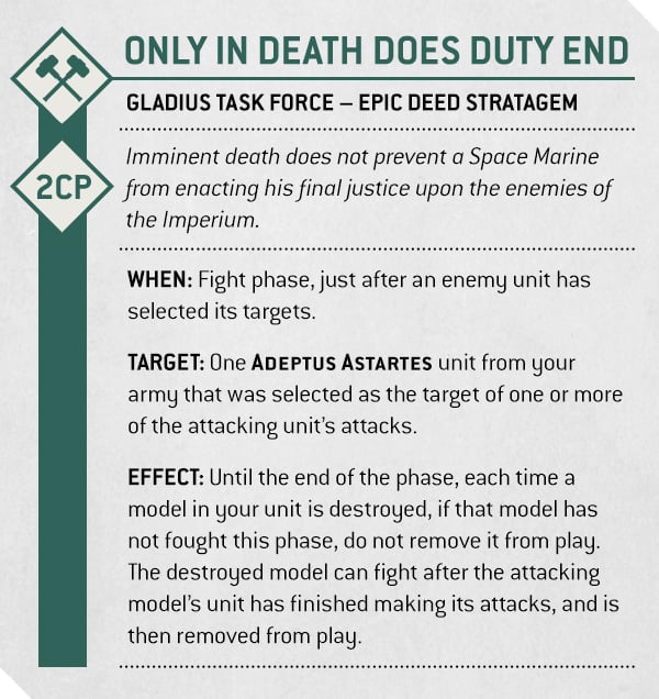 Warhammer 40k Space Marines Faction Focus Stratagem