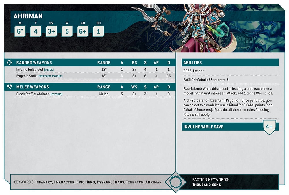 Warhammer 40k Thousand Sons Faction Focus Ahriman Datasheet