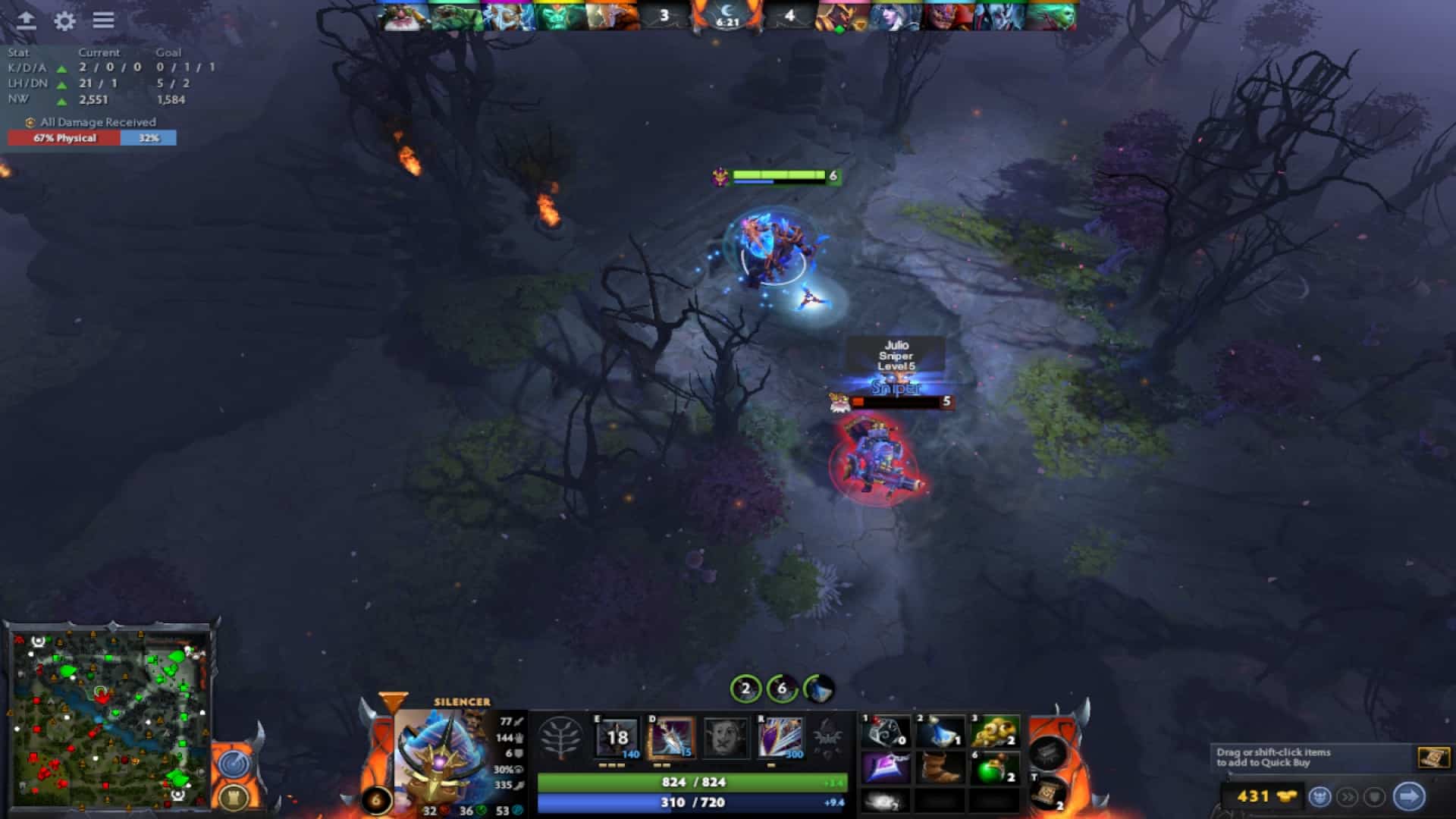 Silencer crushes Sniper in the mid lane