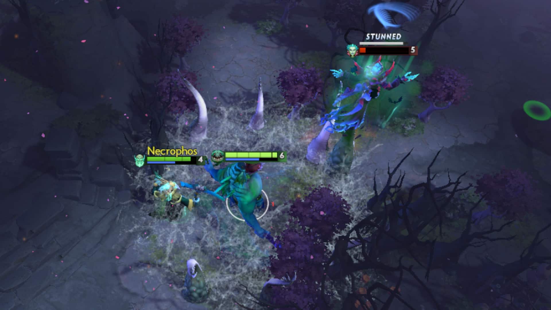 Tidehunter gets an assist by stunning Death Prophet with Ravage