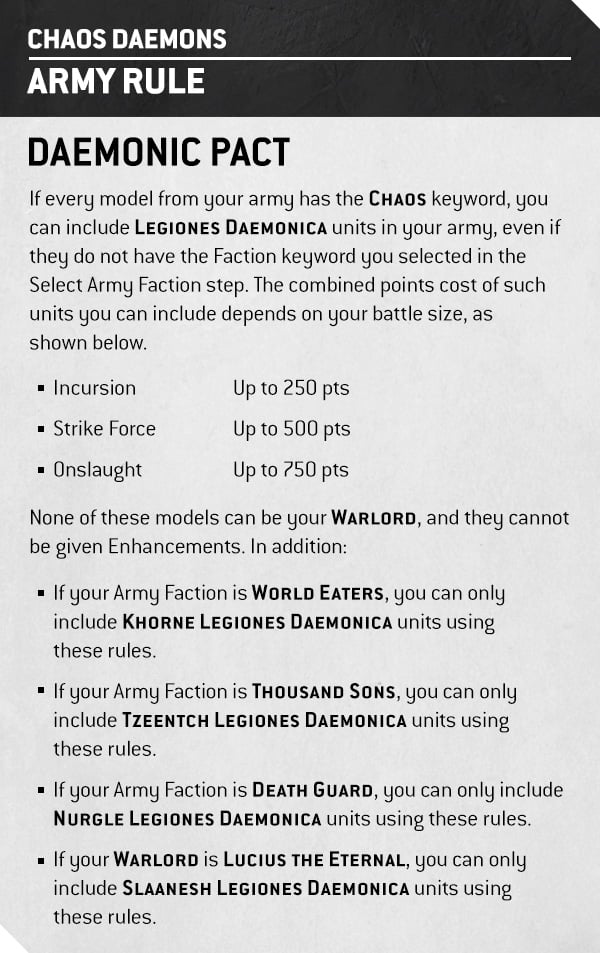 Warhammer 40k Chaos Daemons Faction Focus Army Rule Daemonic Pact
