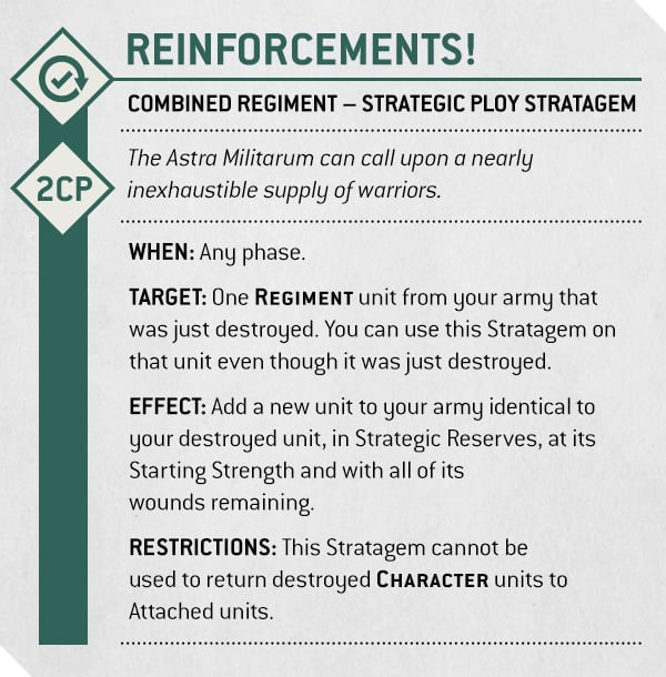 Warhammer 40k Astra Militarum Faction Focus Reinforcement! Stratagem