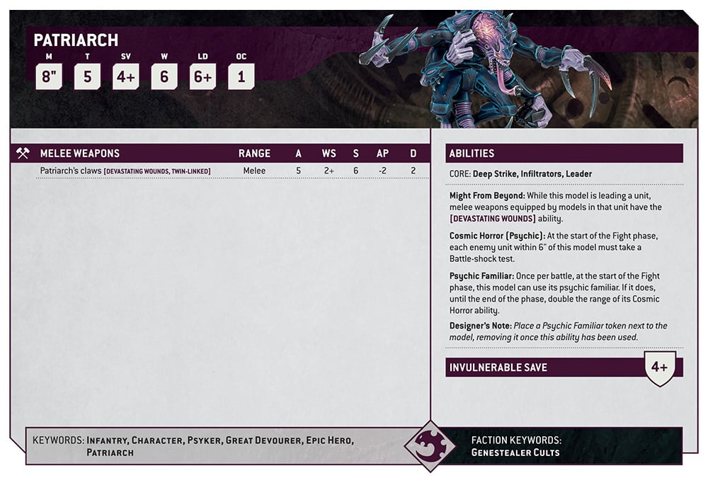 Warhammer 40k Genestealer Cults Faction Focus Patriarch Datasheet