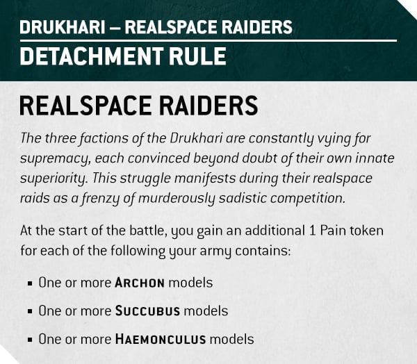 Warhammer 40k Drukhari Faction Focus Detachment Rule