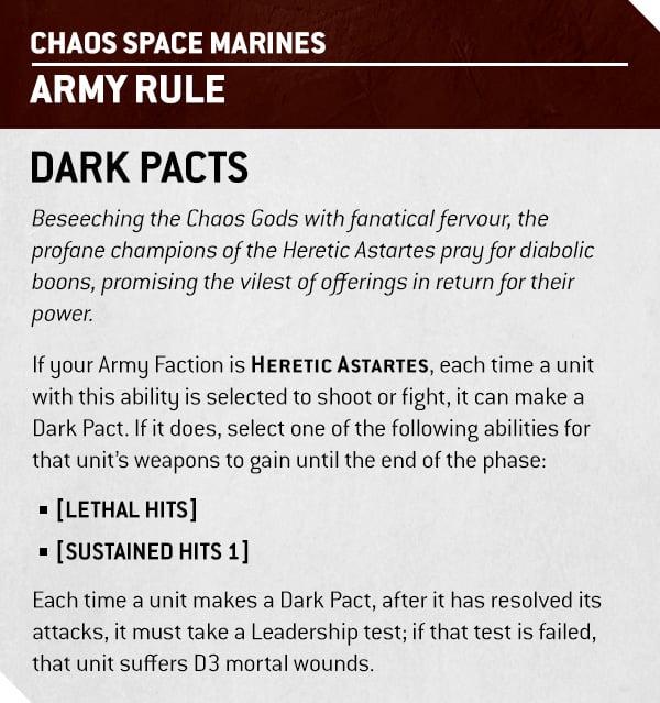 Warhammer 40k Chaos Space Marines Faction Focus Dark Pacts Army Rule