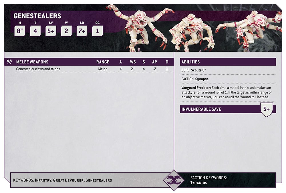 Warhammer 40k Tyranids Faction Focus Genestealers Datasheet