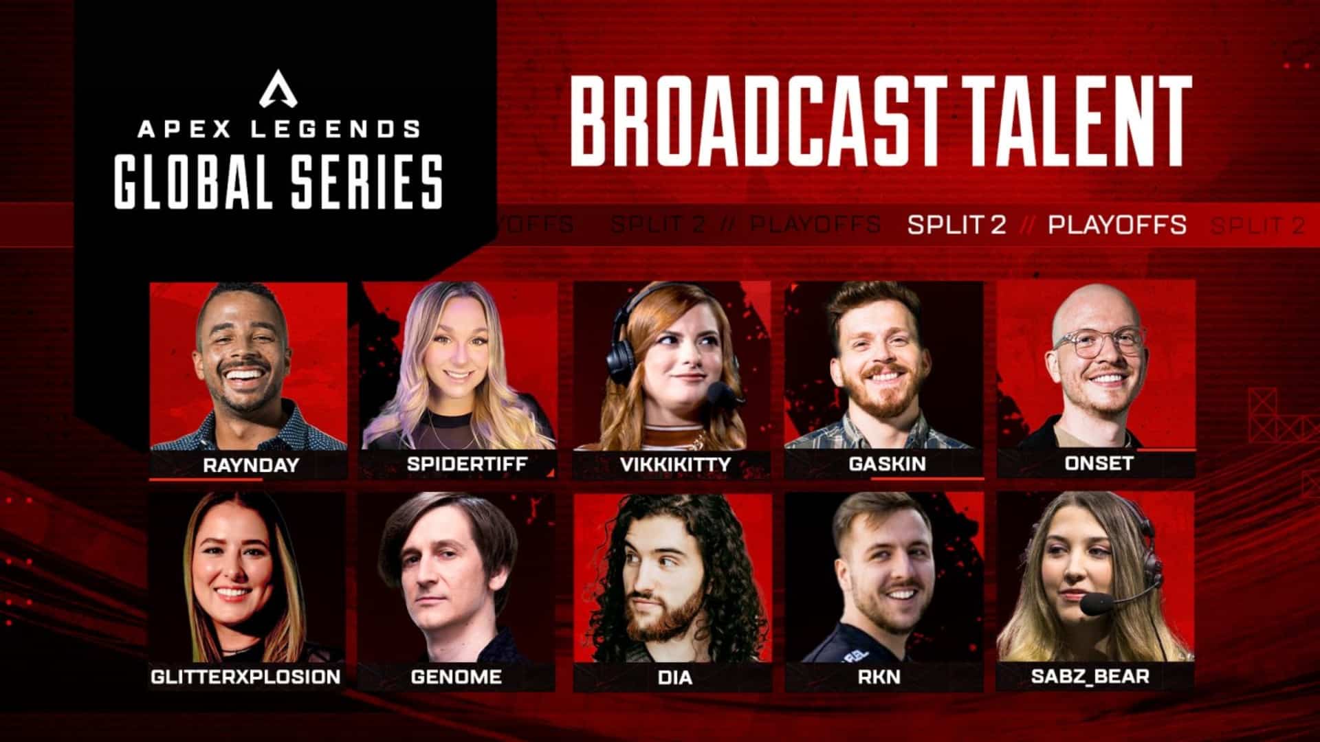 10 Apex Legends community members will be joining in as casters for the Split 2 Playoffs.
