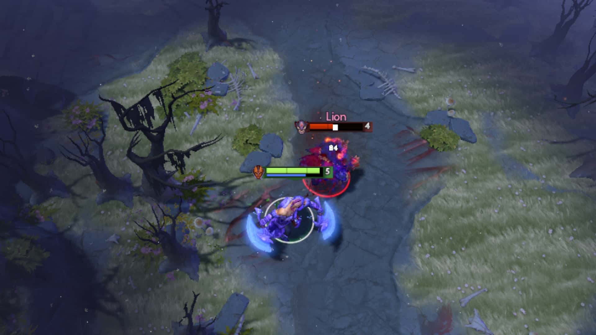 Anti-Mage chases Lion using Blink to counter the support hero