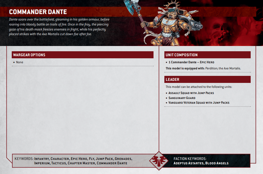 Warhammer 40k Space Marine Chapters Datasheets Dante 2