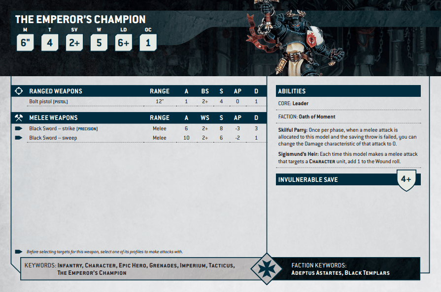 Warhammer 40k Space Marine Chapters Datasheets Emperor's Champ 1