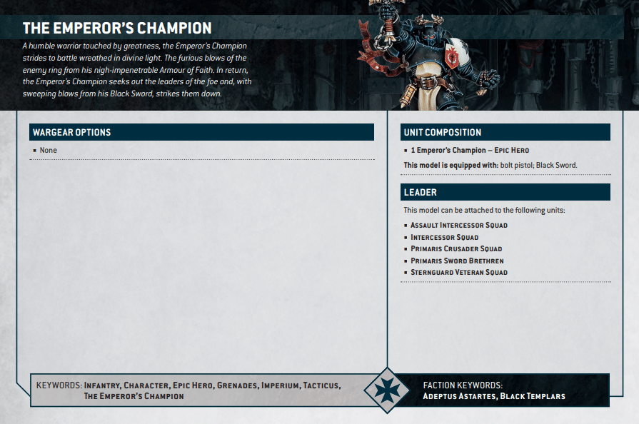 Warhammer 40k Space Marine Chapters Datasheets Emperor's Champ 2