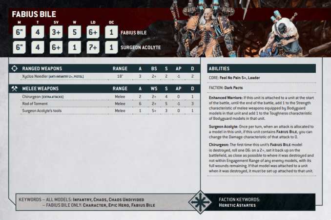 Warhammer 40k Chaos Space Marine Datasheets Fabius Bile