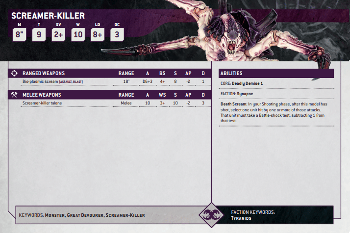 Warhammer 40k Leviathan Box Screamer-Killer Datasheet