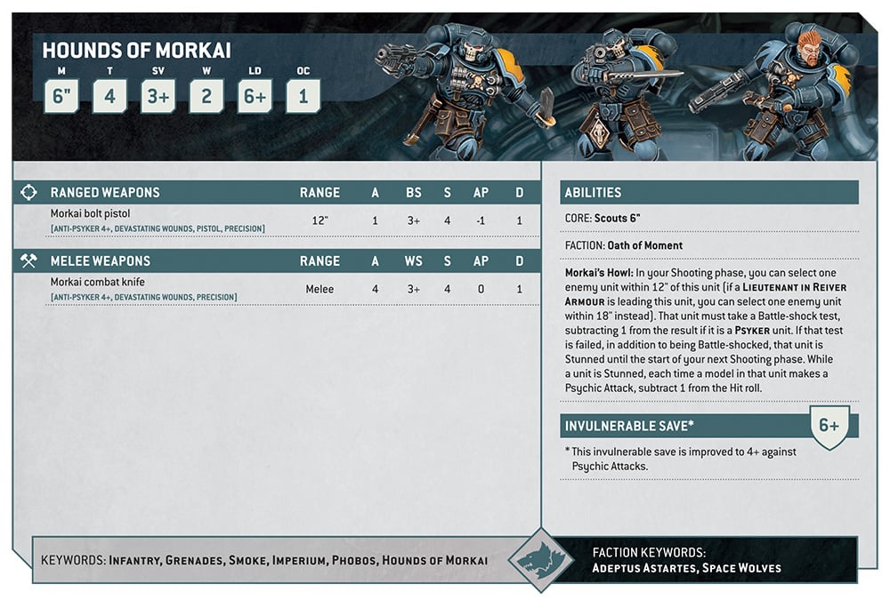 Warhammer 40k Space Marine Chapters Faction Focus Hounds Datasheet