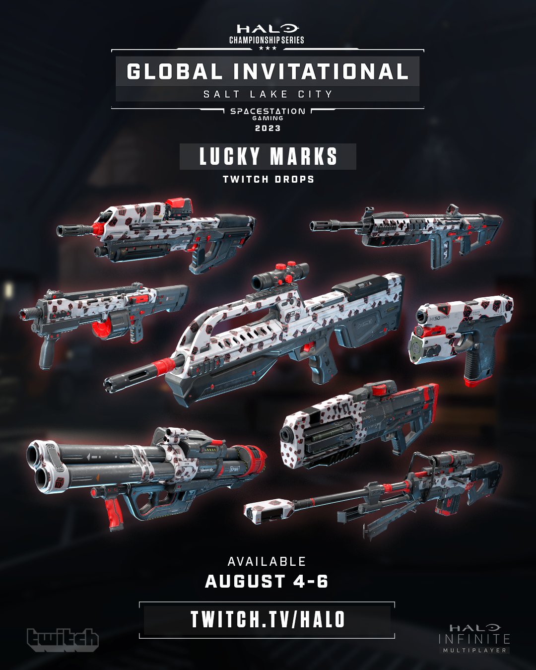 Tune into the HCSSLC23 Global Invitational to receive the Lucky Marks weapon coating Twitch drops!