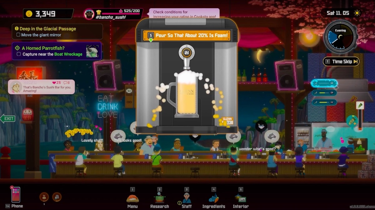 How to pour beer in Dave the diver