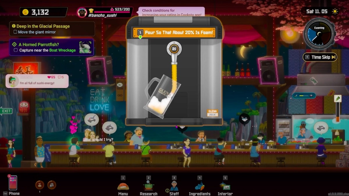 How to pour beer in Dave the diver