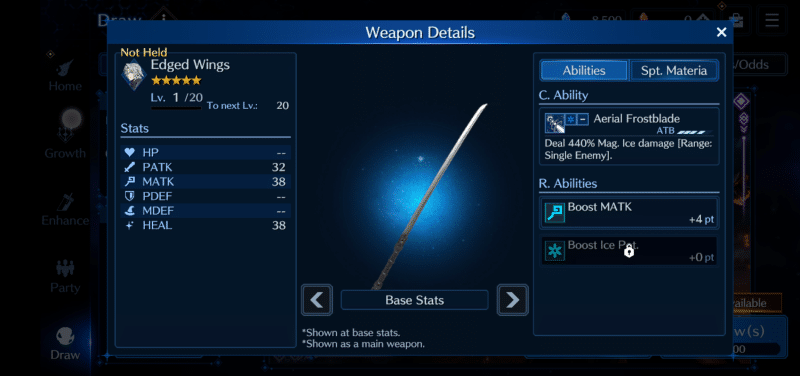 Edged Wings is the banner's featured weapon and Sephiroth's best main-hand weapon.