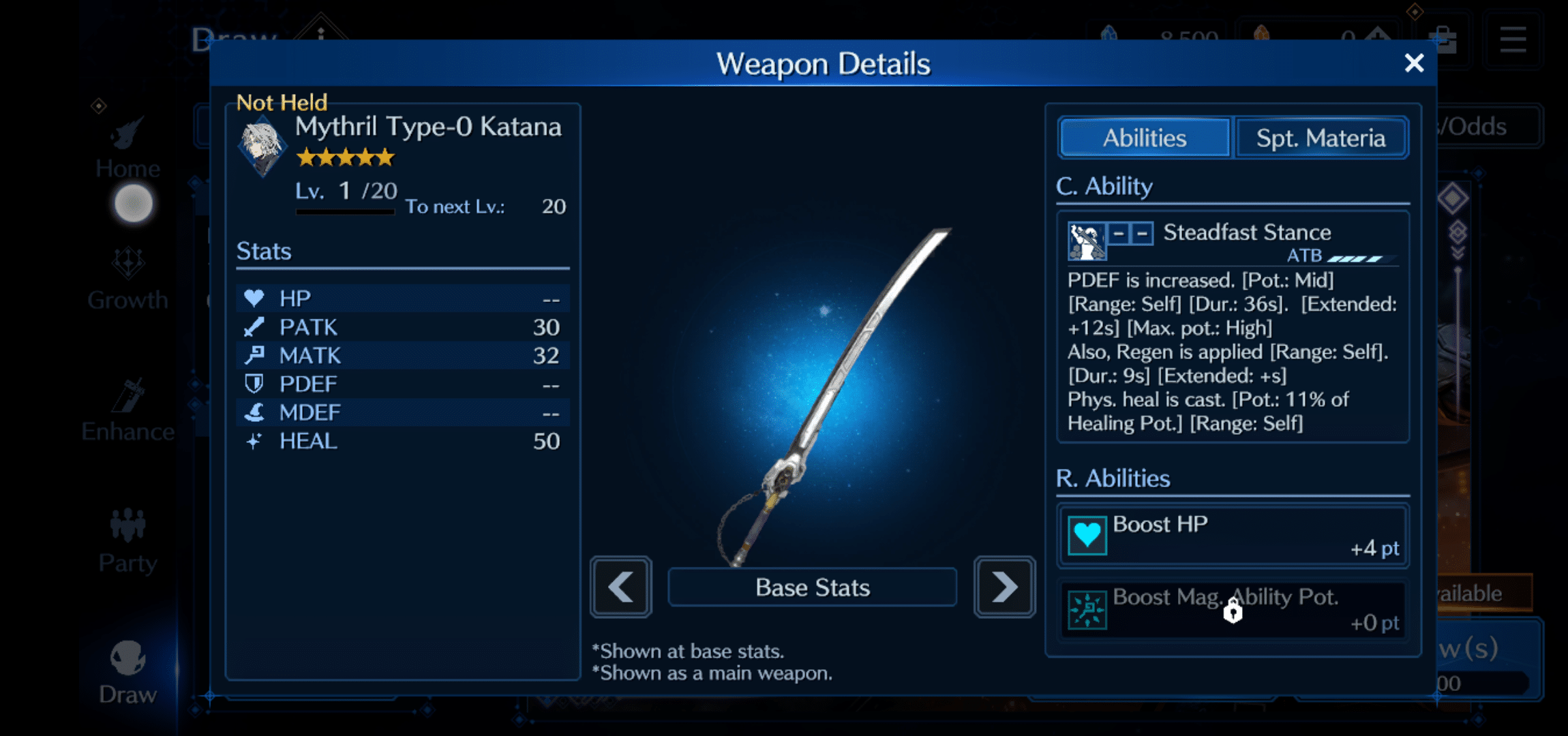 The Mythril Type-0 Katana is easily Sephiroth's worst weapon.