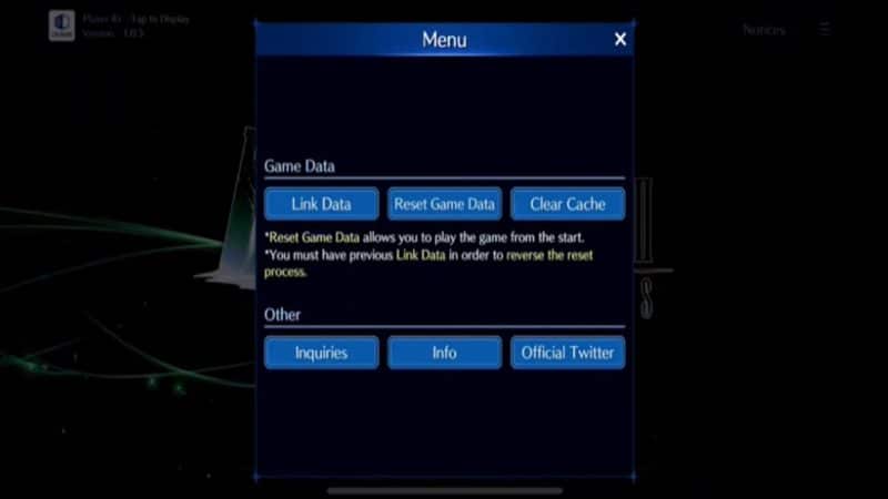 Reset Game Data to reroll your account without having to download the game again.