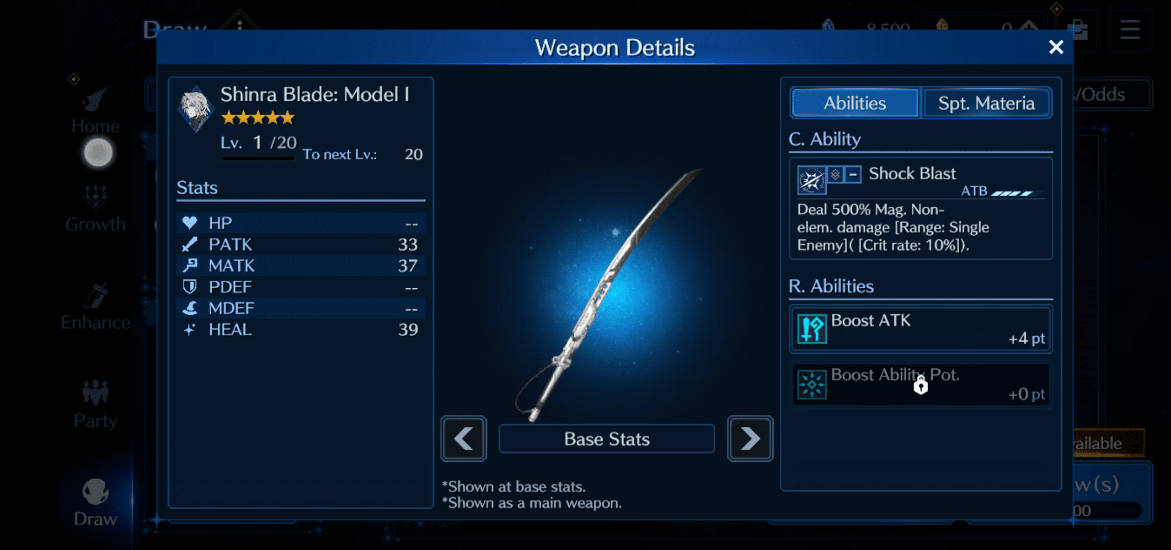 The Shinra Blade is a decent option, but not Sephiroth's best.