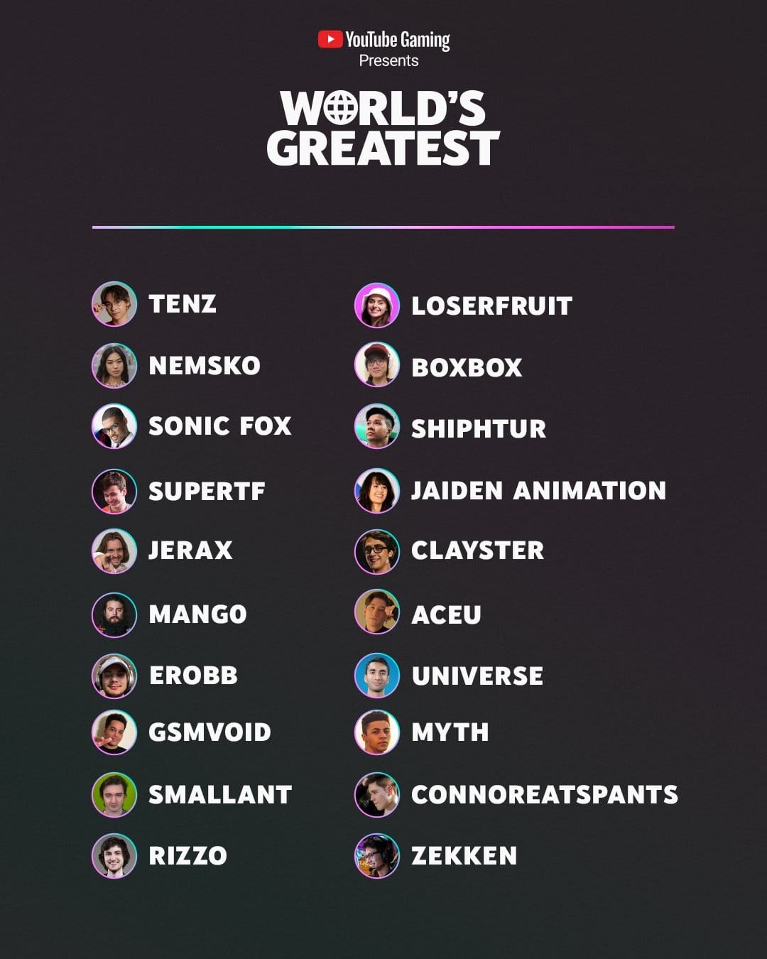 20 popular streamers and Esports pros will compete for title of World's Greatest Gamer!