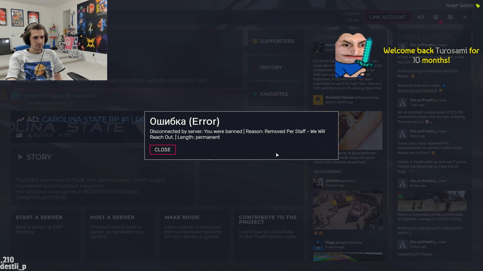 xQc gets banned on GTAV RP server, “NoPixel” on live stream