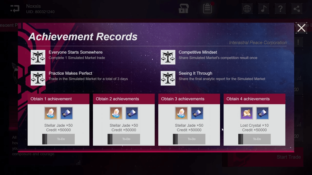 Simulated Market Honkai Star Rail