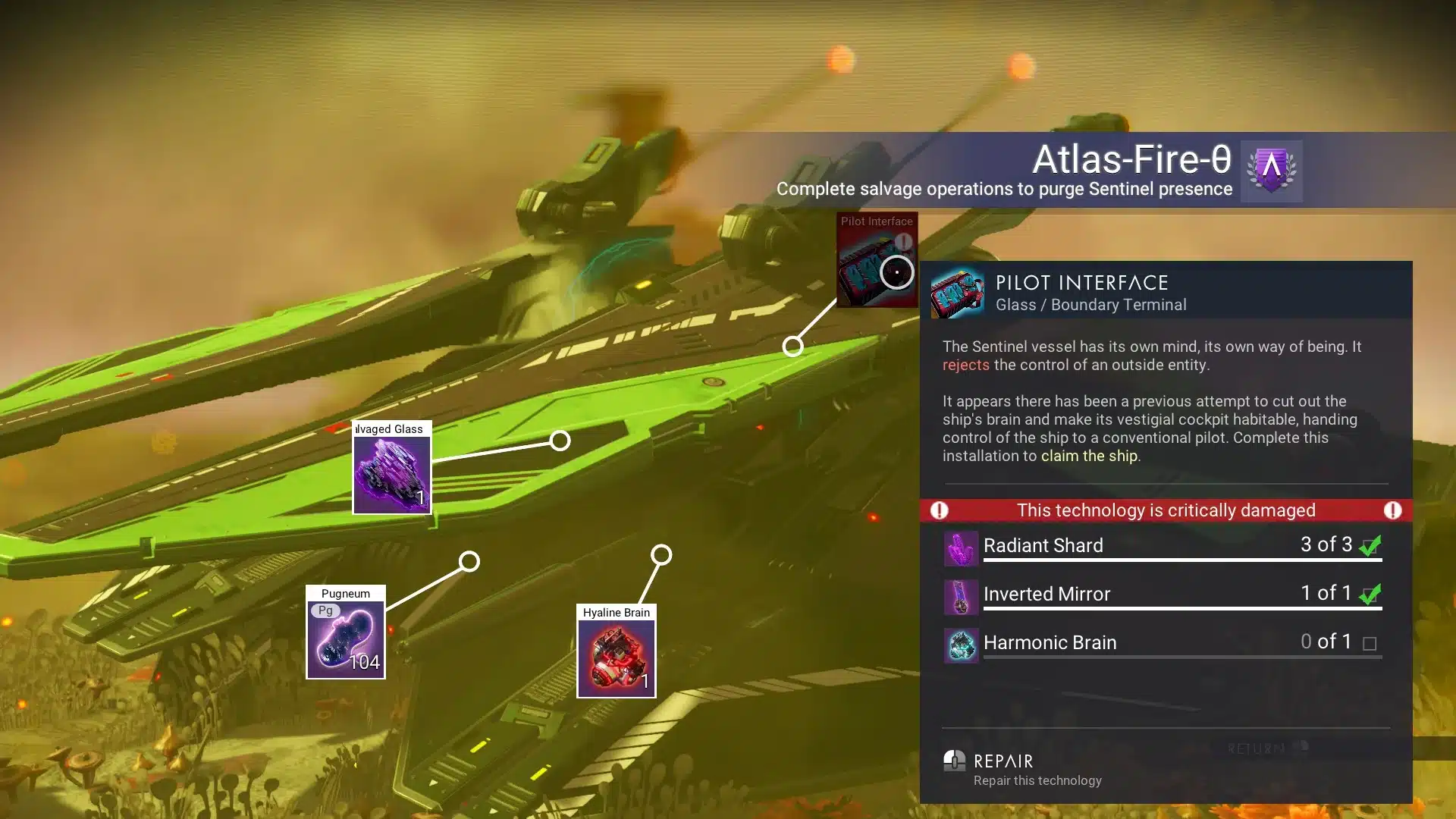 Finding Harmonic Brain On Corrupted Planets In No Man's Sky