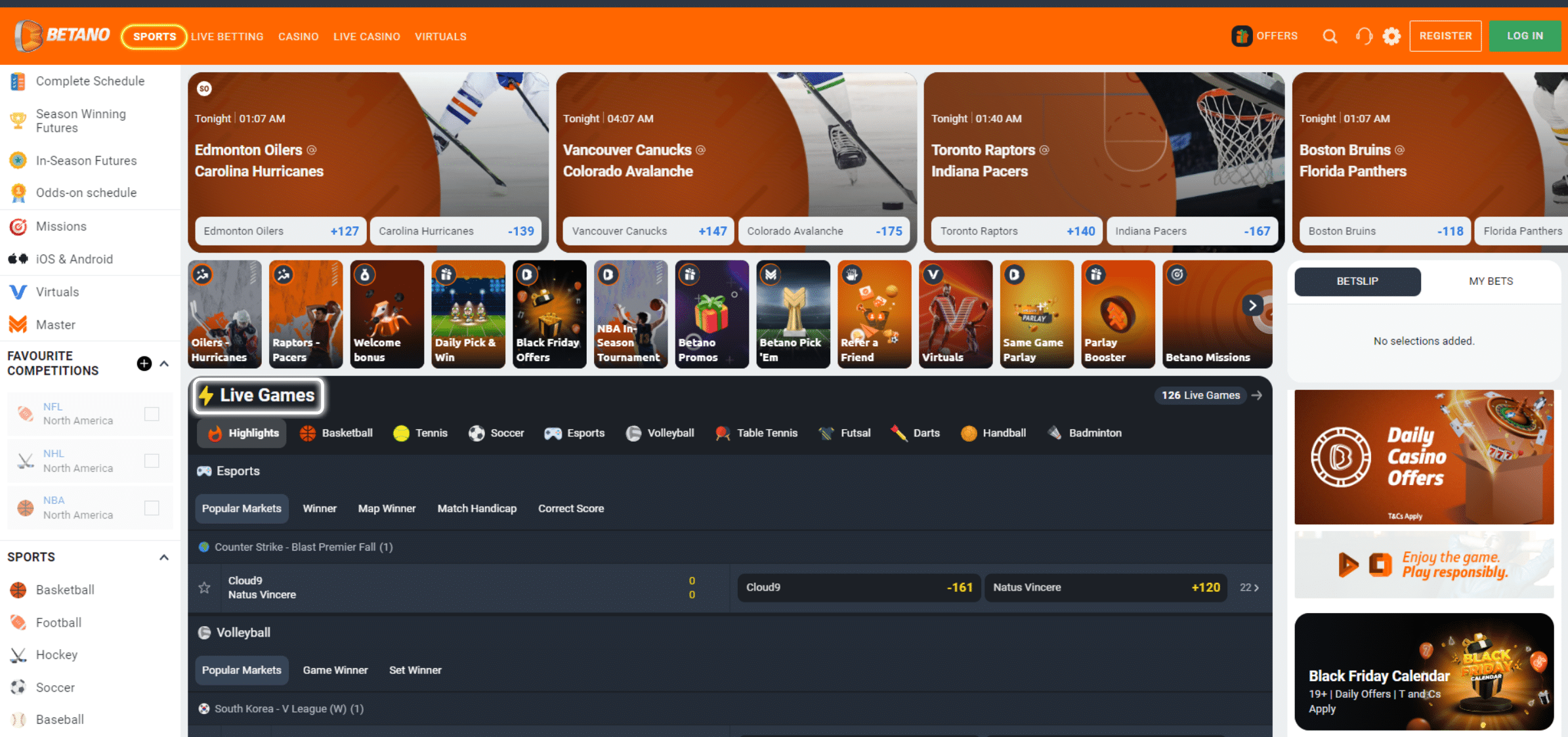 Wide coverage of Canadian and global leagues