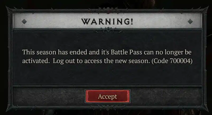 Diablo 4 700004 Error Code