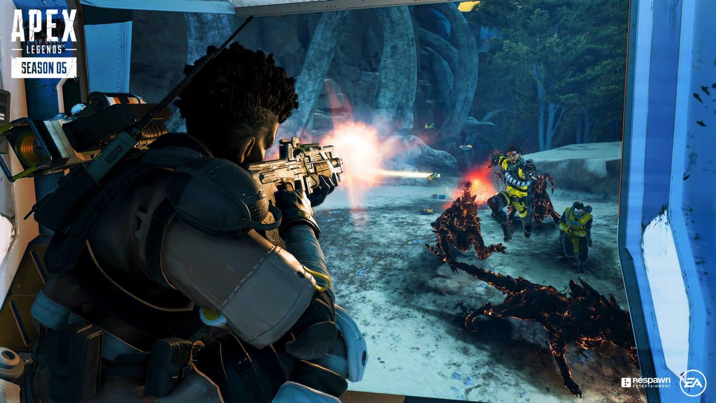 Bangalore opens fire in a screengrab from Apex Legends