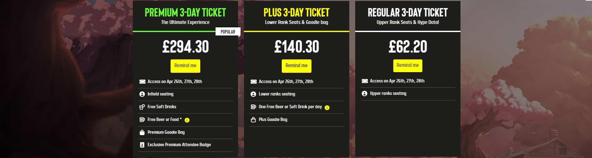 Here are the ticket packages for ESL ONE Birmingham 2024.